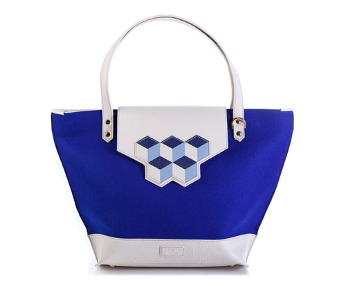 Lorraine tote bag - Blue Cubic