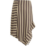 Skirt in jacquard stripes w. asymmetrical cut - Grey plum stripe