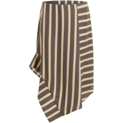 Skirt in jacquard stripes w. asymmetrical cut - Grey plum stripe