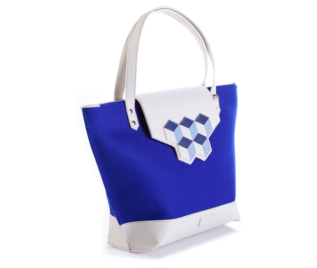 Lorraine tote bag - Blue Cubic