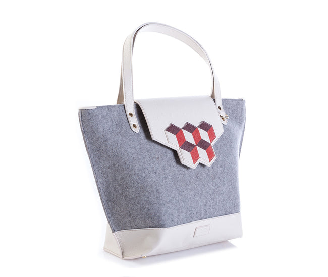 Lorraine Tote Bag- Red Cubic