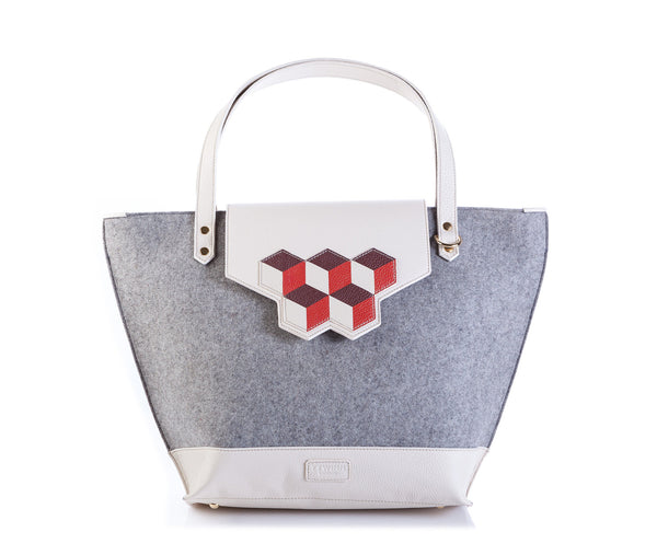 Lorraine Tote Bag- Red Cubic